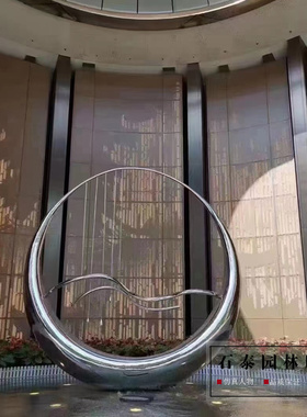 不锈钢金属艺术圆环丝带雕塑定制