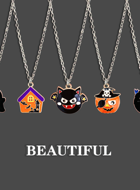 万圣系列卡通项链黑白幽灵闺蜜
