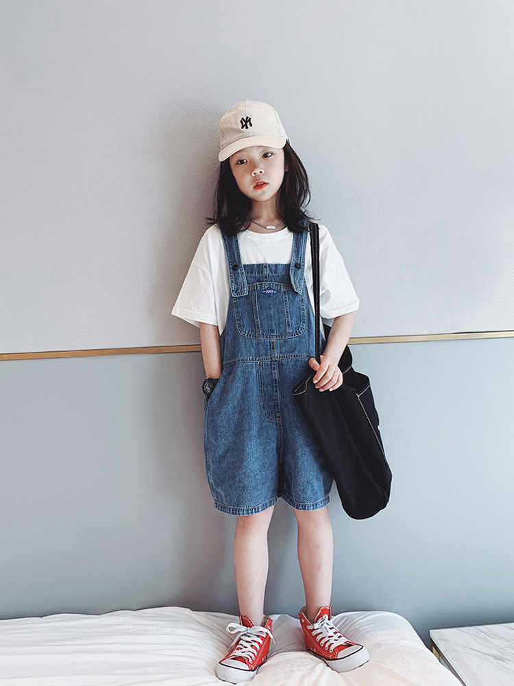 女童牛仔背带裤夏装2025新款中大童宽松韩版休闲阔腿短裤儿童裤子,淘宝优惠券,粉丝福利购,淘宝优惠卷