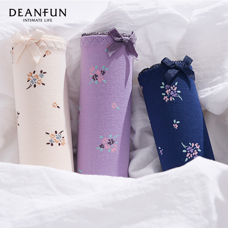 Deanfun/蝶安芬女内裤性感莫代尔女平角裤再生纤维中青年简约裤头 - 图0