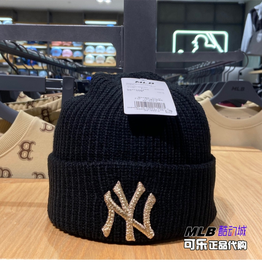 韩国正品MLB冬季刺绣大标毛线帽ny洋基队保暖针织帽男女冷帽BNM07