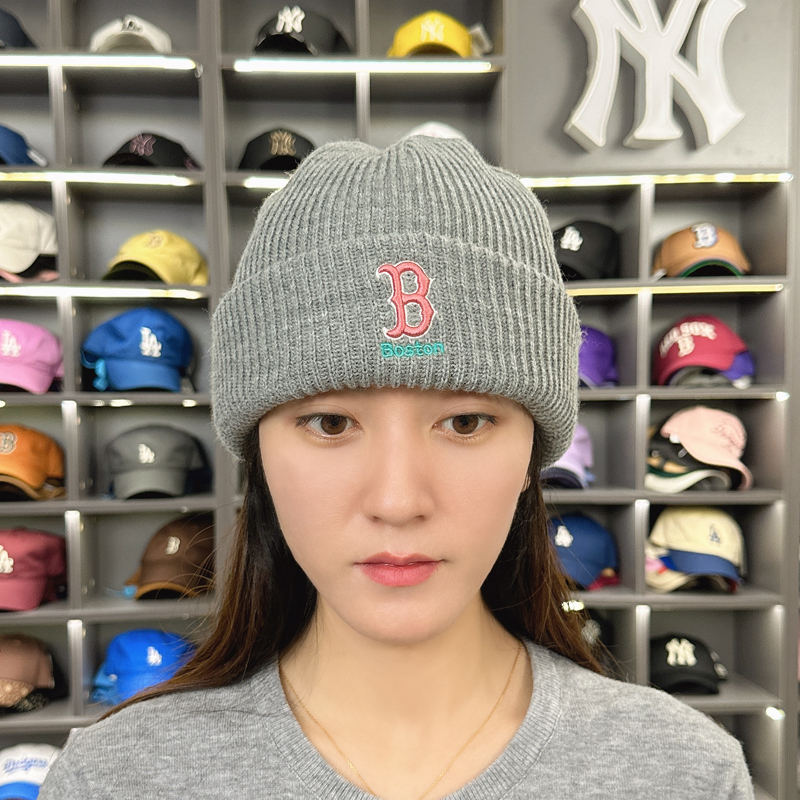 韩国MLB毛线帽24秋冬新款保暖冷帽护耳帽针织帽绒线帽子3ABNM1136 - 图0