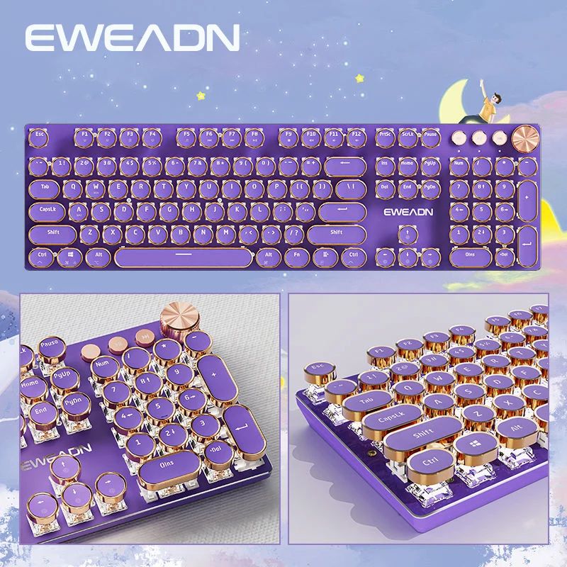 EWEADN V20 Punk Typewriter Mechanical Gaming Keyboard, 104 K - 图1