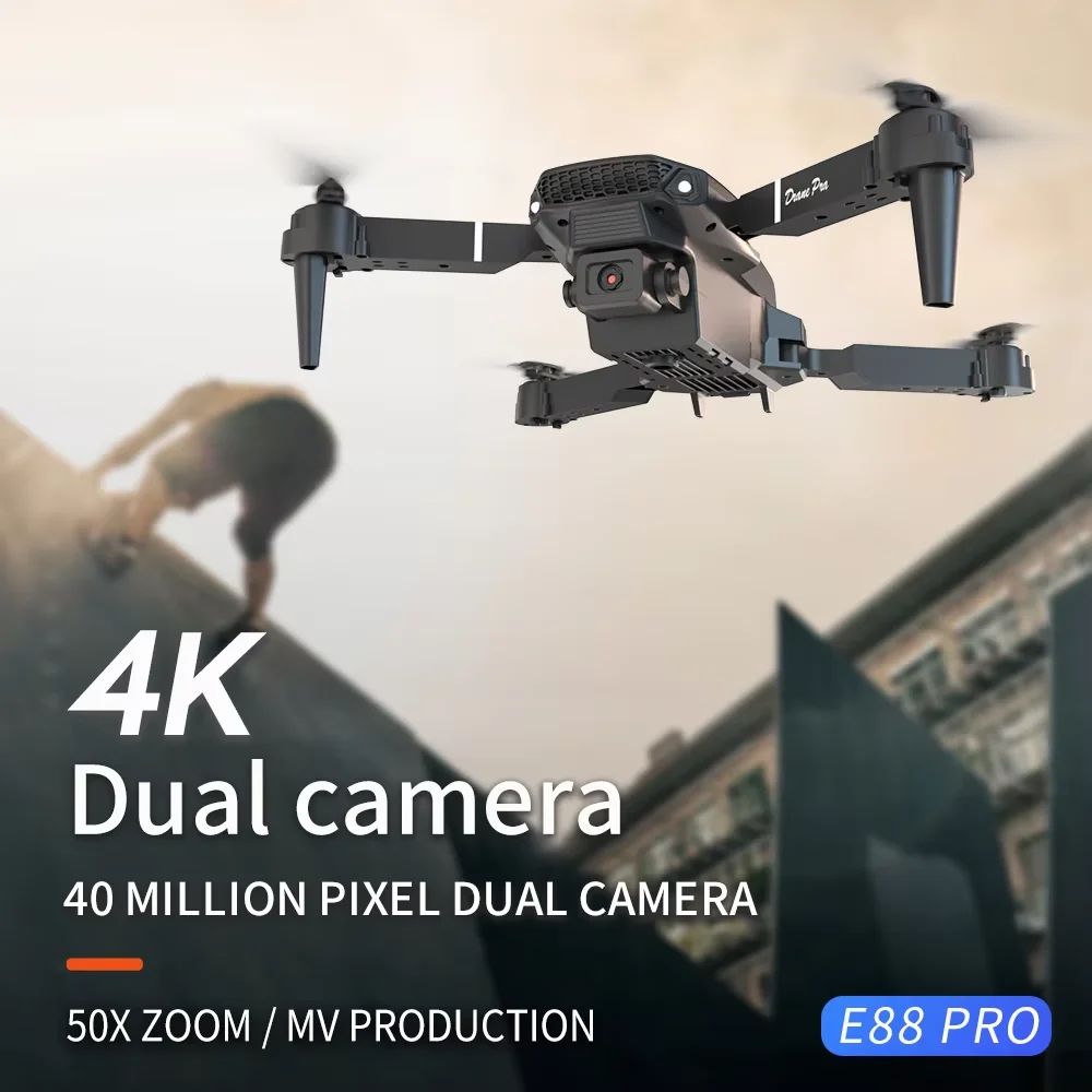 Professional Drone E88 4k wide-angle HD camera WiFi fpv heig - 图0