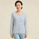 Dingguagua ສີຝ້າຍພິມແມ່ຍິງ pajama tops ແຂນຍາວ placket ຄໍຮອບໃນນຸ່ງເສື້ອ bottoming ເສື້ອກັນໜາວ ຊັ້ນດຽວ ສຳ ລັບຜູ້ຍິງ
