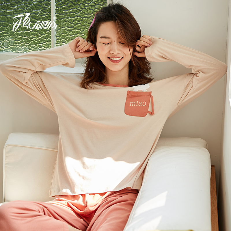 顶瓜瓜品牌旗舰店睡衣女夏纯棉休闲大码情侣可爱全棉顶瓜瓜可出门家居服套装0