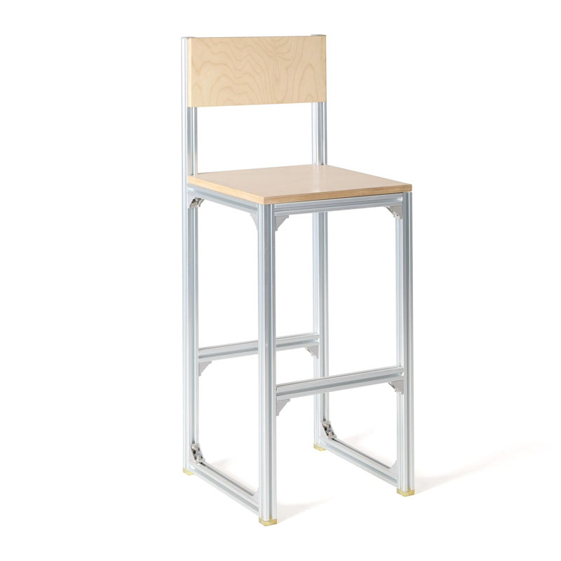 北欧高脚凳铝型材吧台椅网红吧椅设计师高凳子桦木吧凳岛台椅矮凳-图0