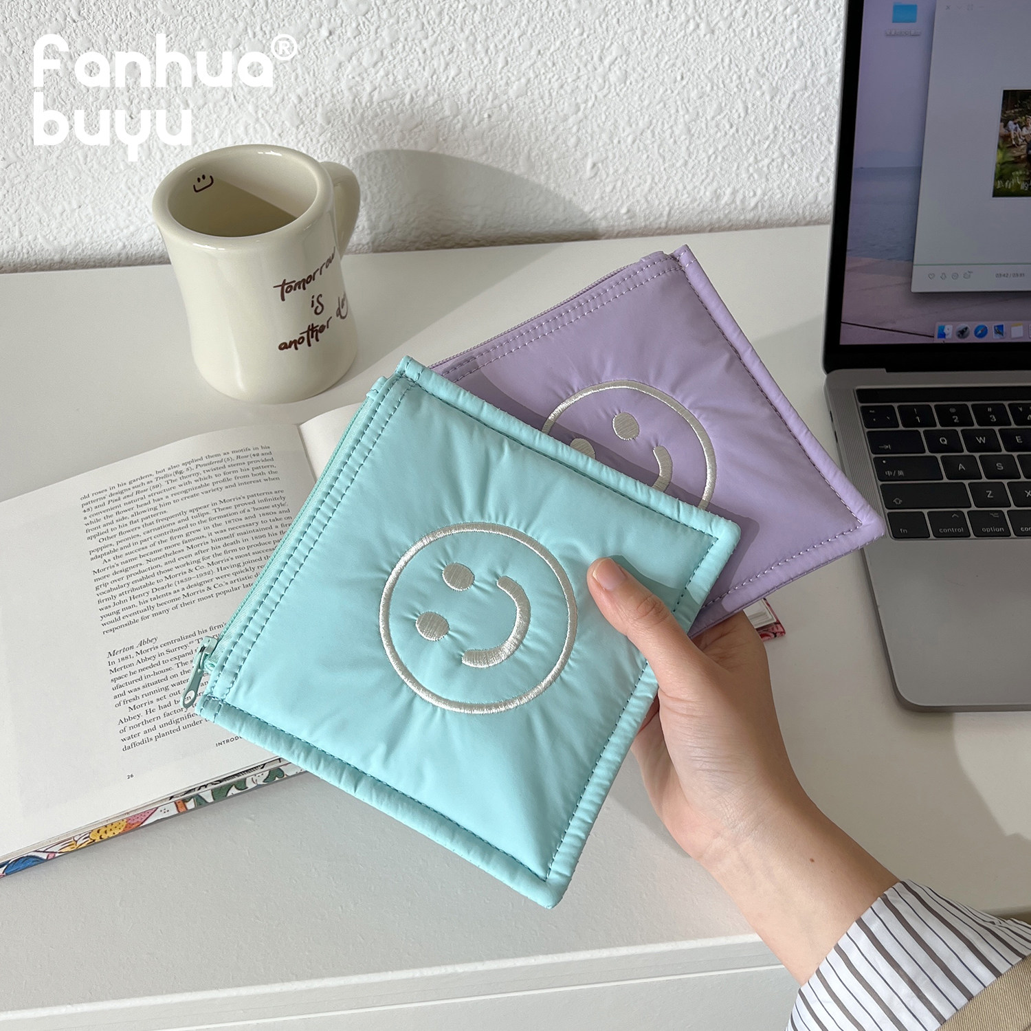 梵花不语可爱迷你化妆包女便携布艺零钱包姨妈巾收纳包笑脸手拿包,淘宝优惠券,粉丝福利购,淘宝优惠卷