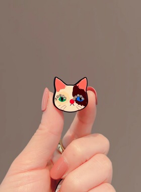 精致小巧猫咪胸针女秋冬新款毛衣别针配饰设计感镶钻大衣领口胸花