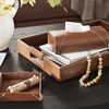 HarborHouse American style home study living room desktop storage tray organizer tissue box leather Pete