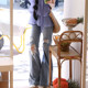 AZure ແຟຣນຊ໌ vintage ripped jeans bootcut