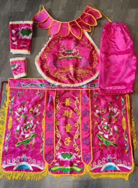 新款热卖莲花三太子服装刺绣善财童子衣服哪吒三太子莲花乩童袍