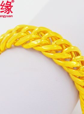 镀黄金手链男宽面蛇骨镀沙金手链粗福字马鞭坦克手链老人首饰