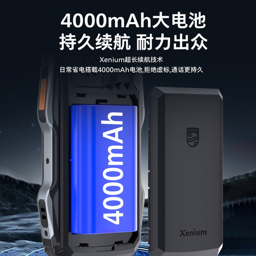 [官方旗舰店]飞利浦旗舰2026新款三防老人机4G全网通 A699Pro超长待机电信老年机大屏大字大声户外强光手电筒 - 图2