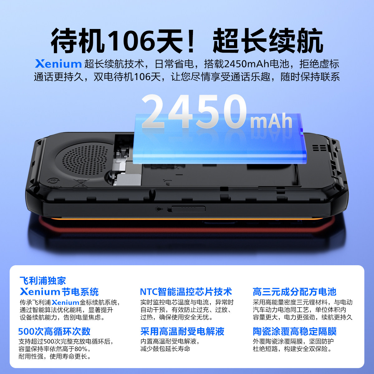 [官方旗舰店]飞利浦E599S全网通4G新款三防老人机超长待机正品电信版老年机手机大屏大字大声音专用防摔按键