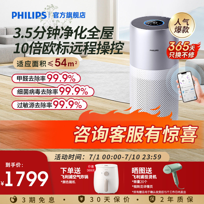 飞利浦空气家用消毒吸宠物猫除甲醛 飞利浦空气净化器