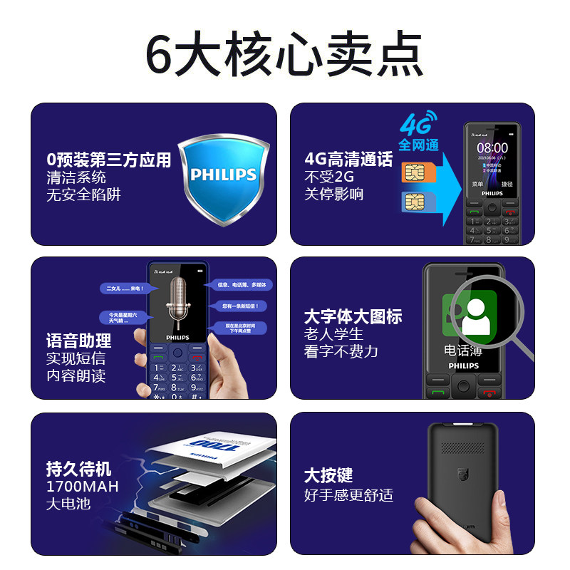 philips /飞利浦e506 4g老人机 飞利浦手机