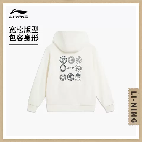 孙颖莎同款李宁卫衣女士官方新款上衣休闲宽松连帽长袖针织运动服 图片 5