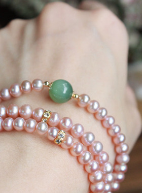 特推一朵时光天然金粉珍珠手链