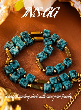 【INS·GG】原创设计手工新款钛钢颈链轻奢方块小松项链X770