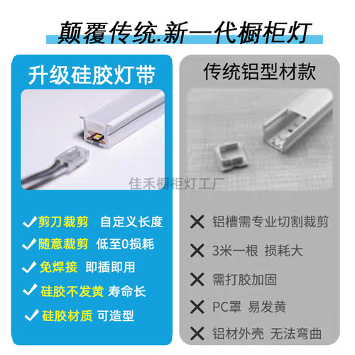 1010免焊接硅胶灯带弧形led嵌入式餐边柜衣柜橱柜灯条接入米家APP - 图0