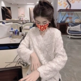 Кружевная демисезонная модная рубашка, в западном стиле, изысканный стиль, с вышивкой, V-образный вырез, свободный крой