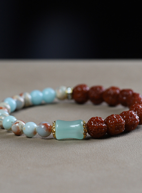 小金刚拼接寿山石菩提手链单圈