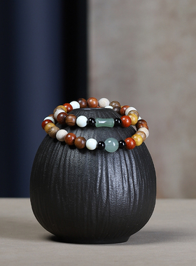 多宝珠檀木质双圈手串民族风手链