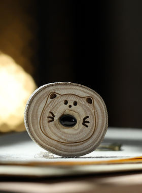 黄杨木桩片咖啡豆卡通小熊配件