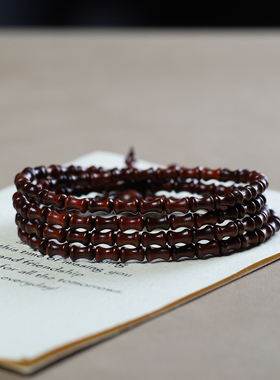 绿檀檀香木竹节手串108颗多圈