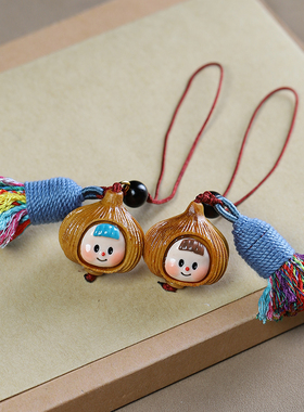檀香木蒜头多妹手机链吊坠钥匙扣