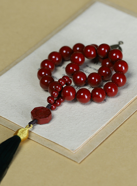 朱砂佛珠念珠莲花流苏手持手链