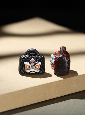 紫檀木卡通草莓熊醒狮包包配件