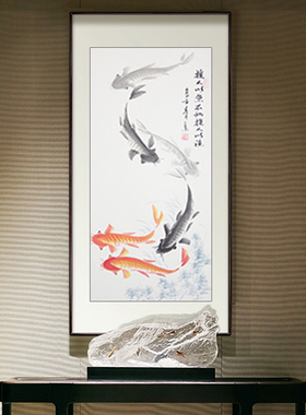 聚财客厅年年有余入户玄关风水画