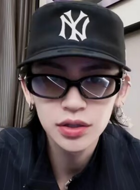 小鬼同款黑框水银色痞帅高级感反光墨镜男潮辣妹防晒圆脸太阳镜女