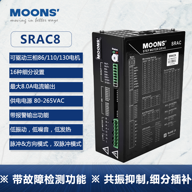 MOONS鸣志步进电机驱动器42/57马达SR2/SR4/SR8/SRAC2/SRAC4-PLUS-图2