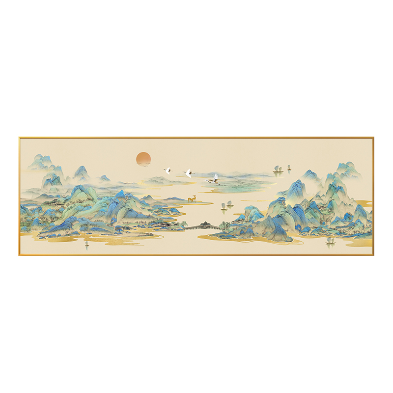 新中式千里江山图客厅装饰画沙发背景墙挂画办公室书房壁画山水画 - 图0