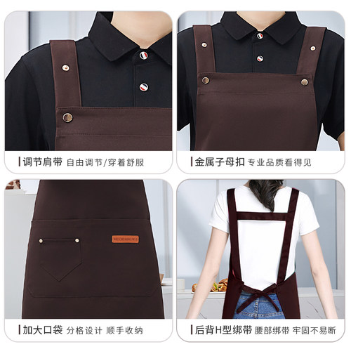 围裙定制logo印字2021新款订做水果店生鲜超市餐饮店时尚工作服女 - 图3
