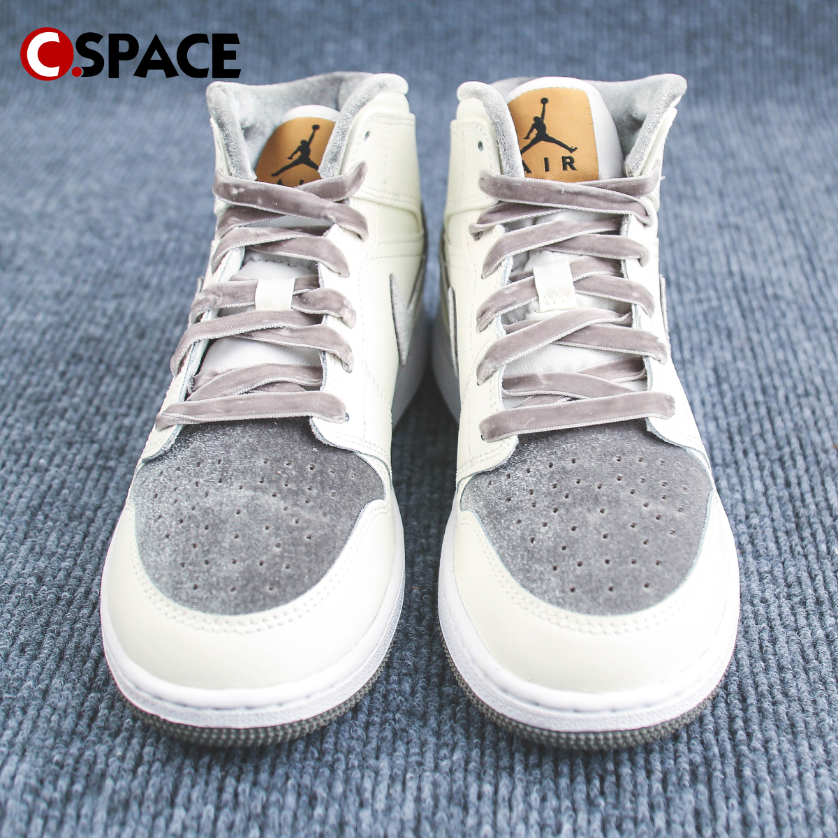 Cspace Air Jordan 1 Mid AJ1米灰色 休闲复古篮球鞋 FB9899-100 - 图1