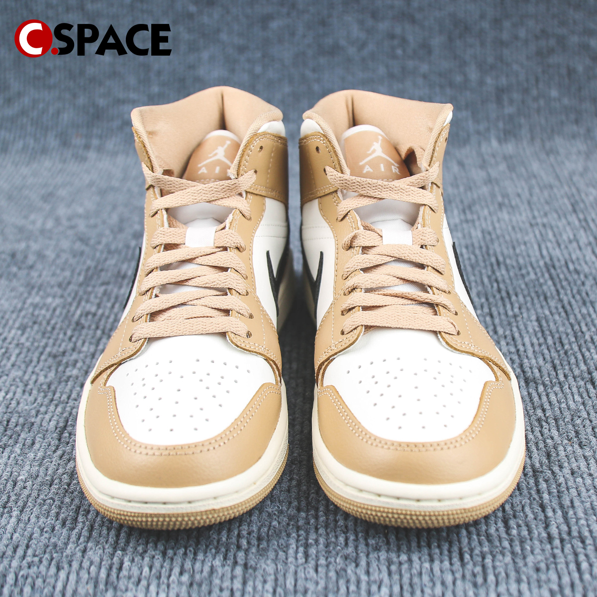 Cspace W Air Jordan 1 Mid AJ1浅棕褐 复古篮球鞋 BQ6472-103 - 图1