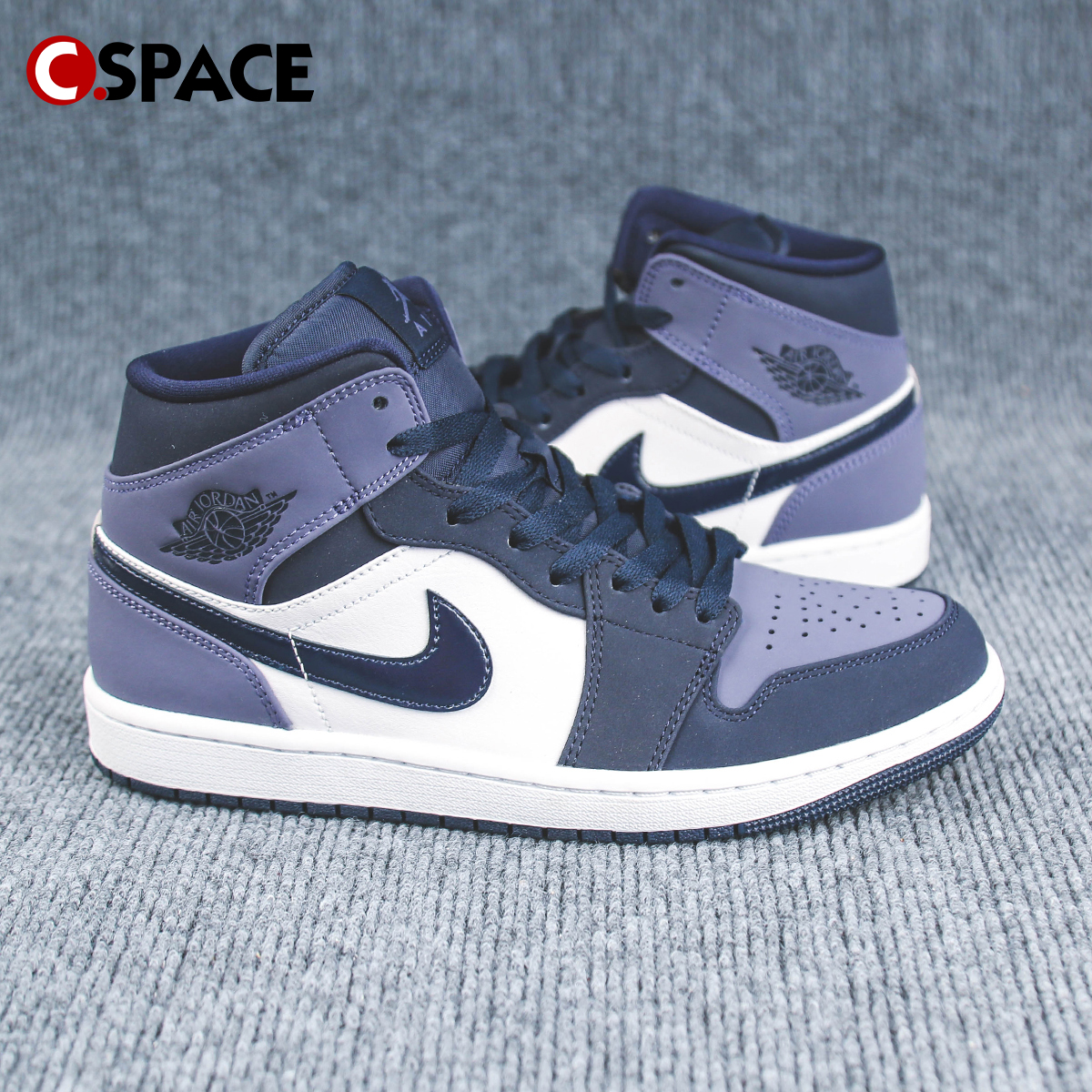 Cspace DR  Air Jordan 1 Mid AJ1 桑德紫 黑紫脚趾 554724-445 - 图0