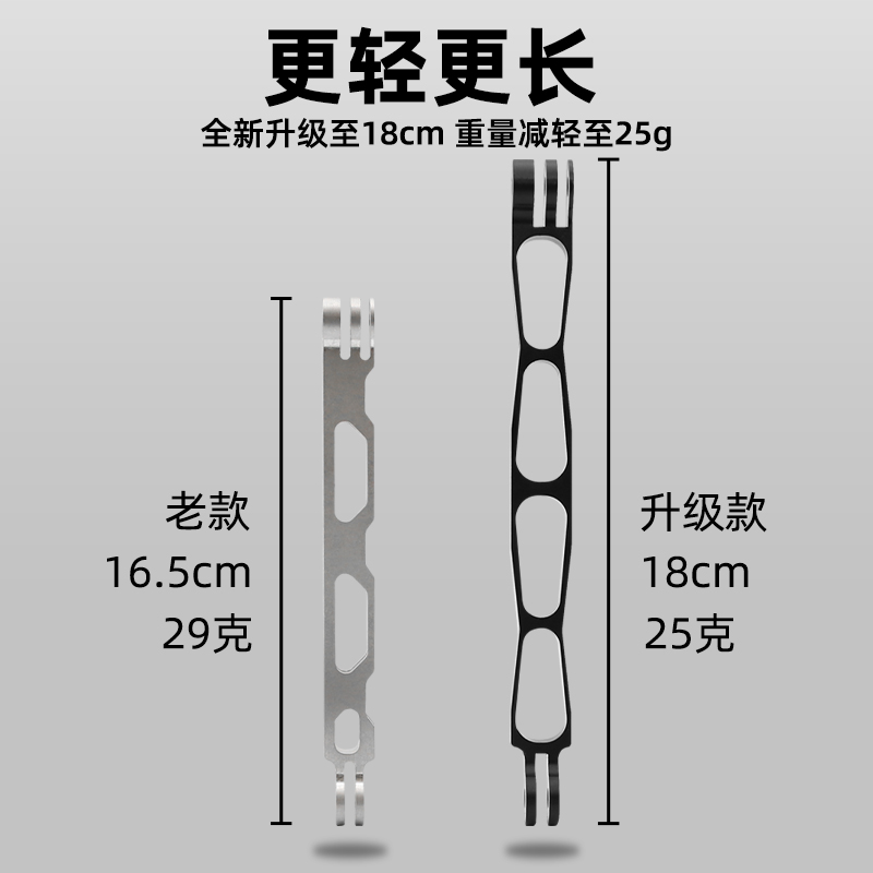 fujing 适用DJI大疆 GoPro 影石Insta360运动相机金属镂空延长杆Action4/3/2 x3 x4骑行配件全景相机隐形支架