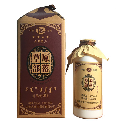 【鲜马奶酿造】内蒙特产草原部落蒸馏马奶酒35度500ml*6整箱礼盒 - 图1