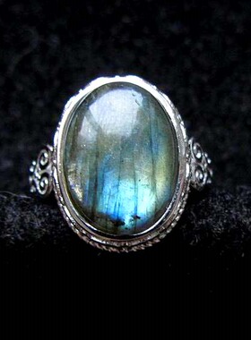 月光石戒指通透蓝光恋人戒指