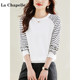 Free shipping insurance pure cotton black and white striped crew neck sweatshirt