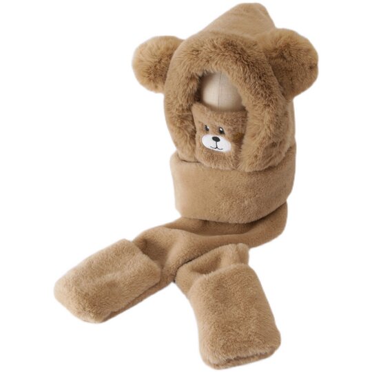 Winter mask scarf gloves integrated hat children's hat