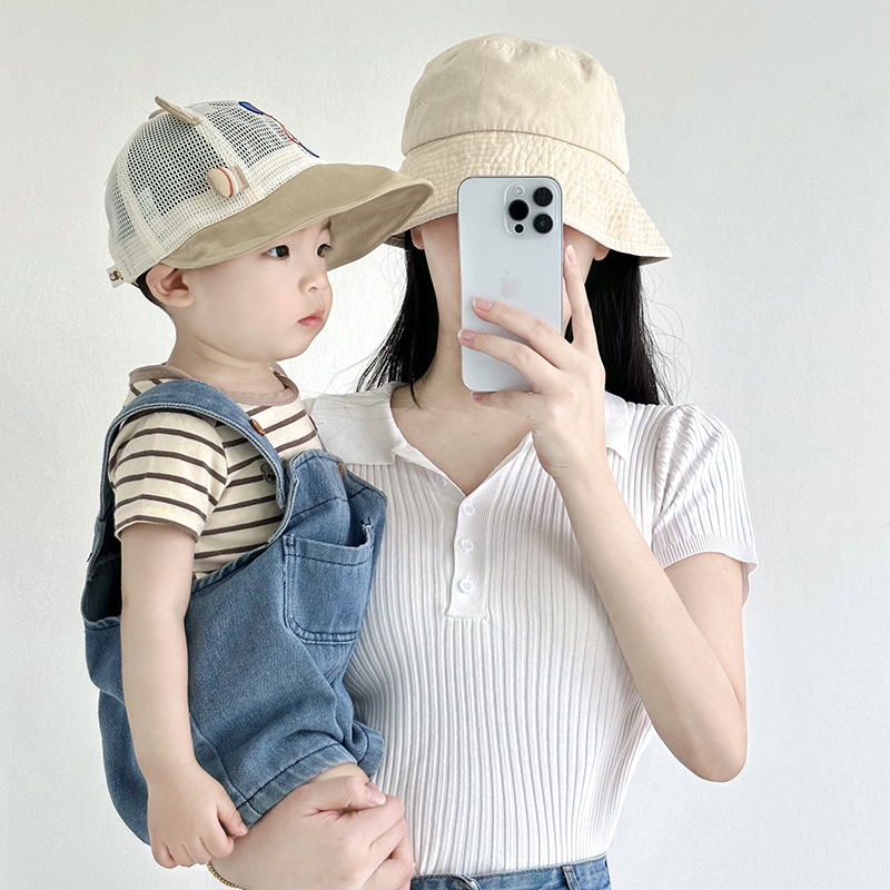 婴儿防晒帽子夏季透气网眼大檐鸭舌遮阳帽男童女宝宝可爱棒球帽夏