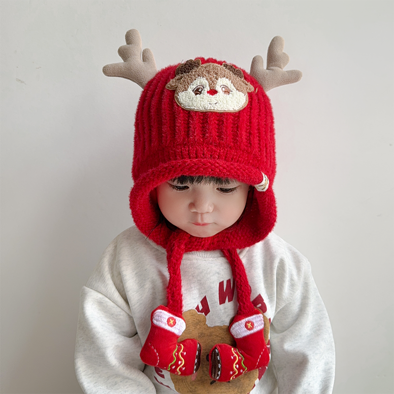 儿童帽子秋冬季加厚保暖女宝宝毛线帽男童可爱超萌冬款防风护耳帽,淘宝优惠券,粉丝福利购,淘宝优惠卷