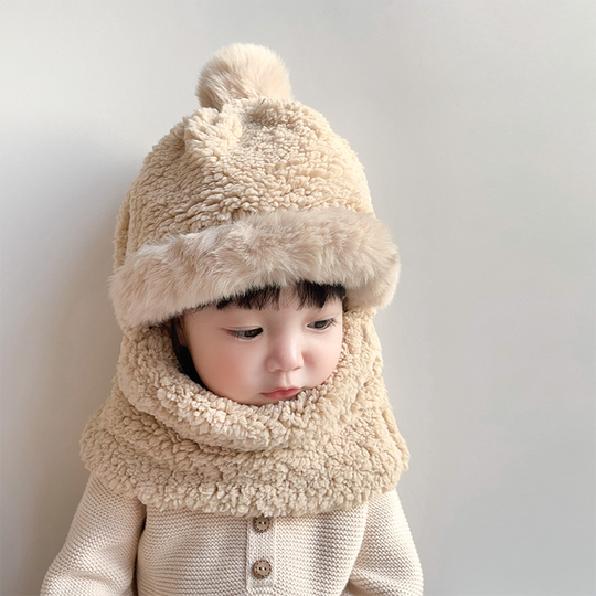 Gorro y bufanda para niños gorro integrado de invierno para niños