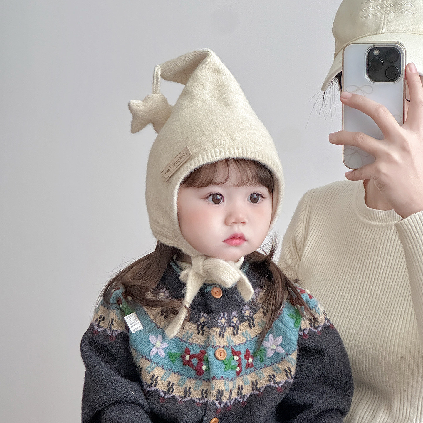 韩版星星儿童帽子秋冬季保暖加厚尖尖毛线帽男孩女宝宝防风护耳帽,淘宝优惠券,粉丝福利购,淘宝优惠卷